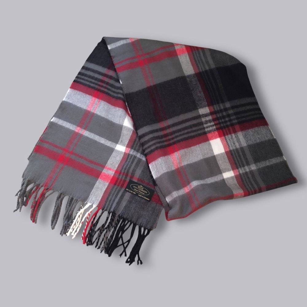 Cashmere Tartan Scarf Made in Germany Plaid Red Black Blokecore